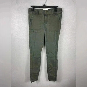 Anthropologie Army Green Cargo Pants Jeans Womens 28 Straight Leg Work Casual